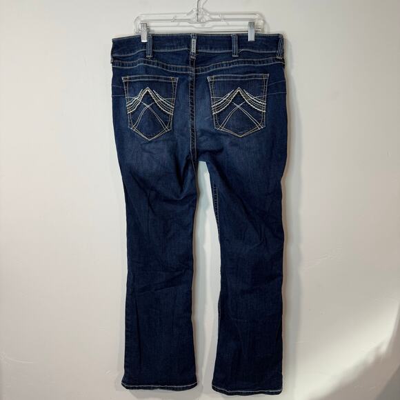 Ariat Women's REAL Jeans Mid Rise Bootcut Whipstitch 33 Long Blue Denim - Picture 3 of 9